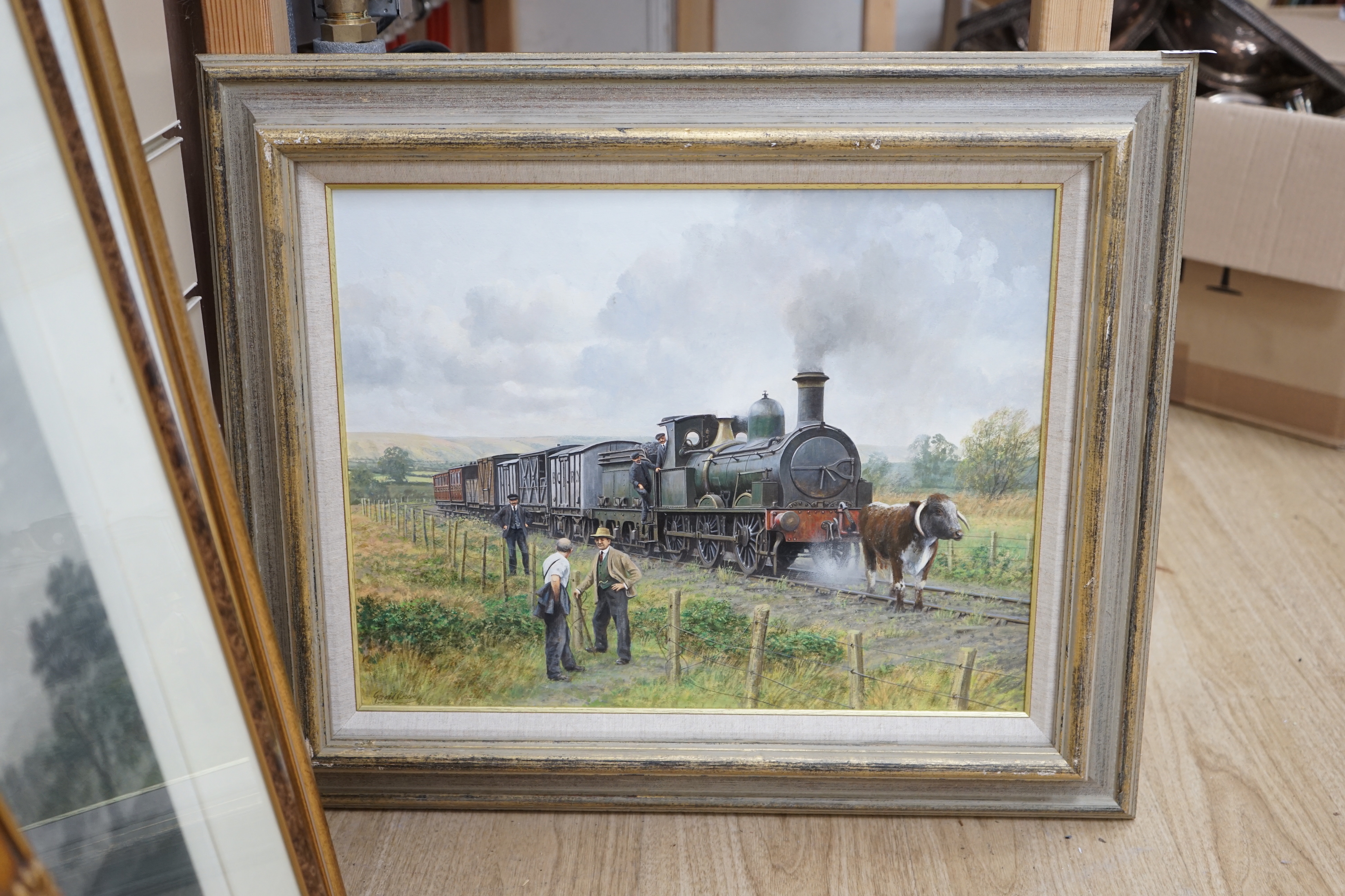 Gerald Broom (b.1944), Bishop’s Castle Railway interest oil on board, ‘Trespassing’, a portrait of the 0-6-0 locomotive ‘Carlisle’, 35 x 45cm